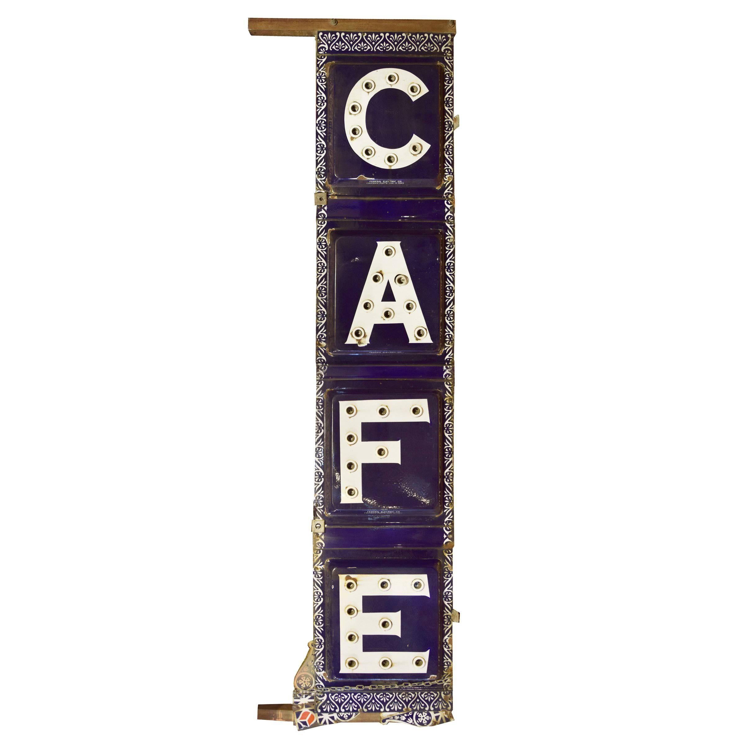 Early 20th Century American Enameled Double-Sided Cafe Sign