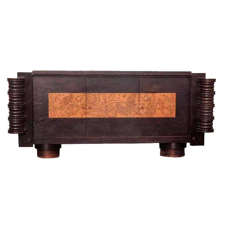 Original Sideboard in the Style of Dudouyt or Chaleyssin, circa 1950 For Sale