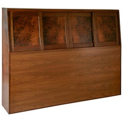 Solid Walnut Craftsman Headboard by Ed Crowell, Signed and Dated 1975