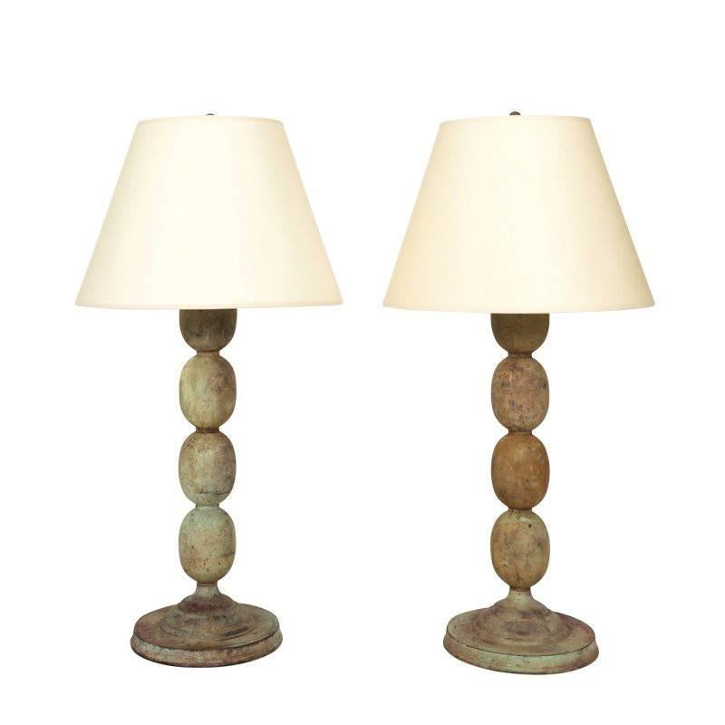 Pair of Contemporary Wood Lamps
