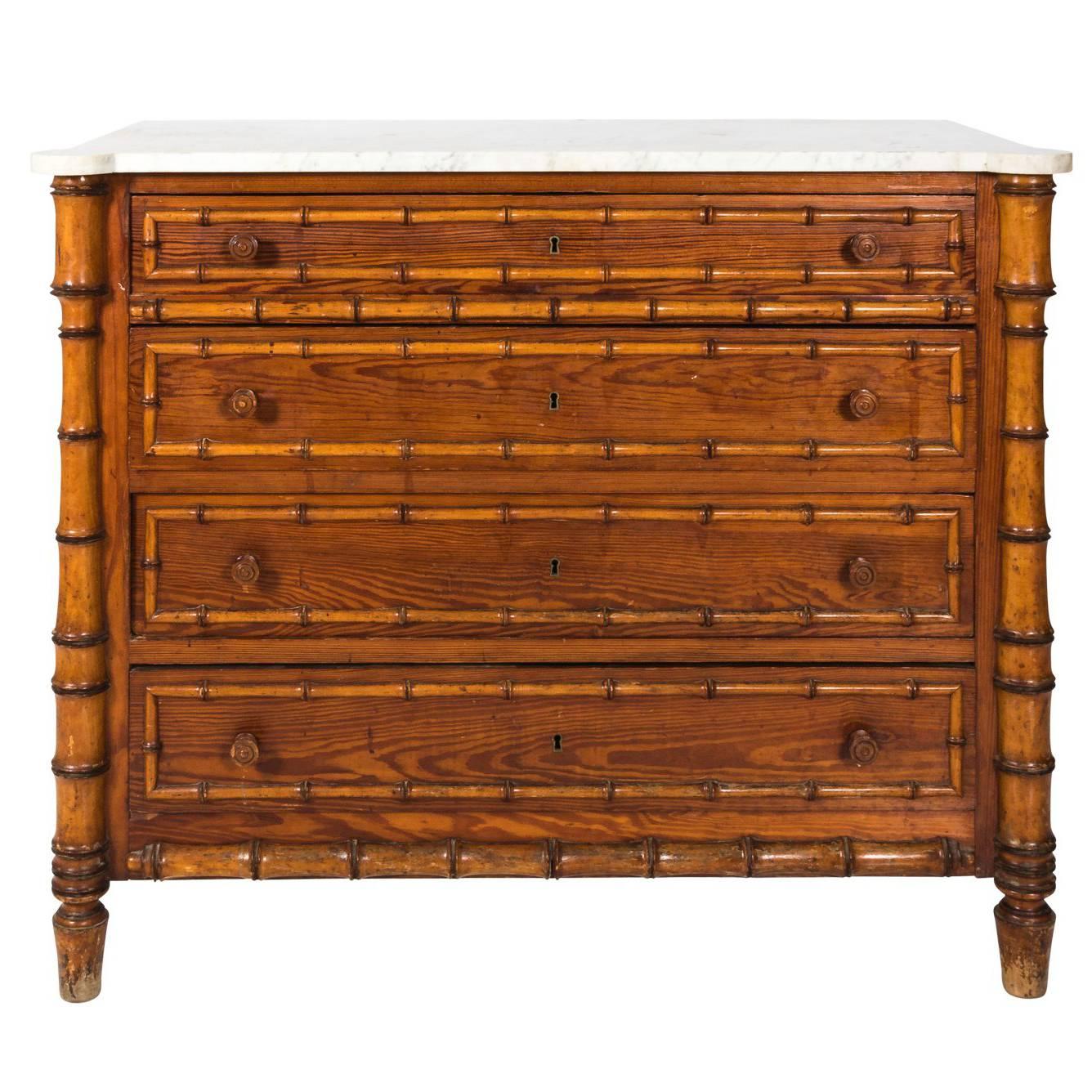 19th Century Faux Bamboo Chest
