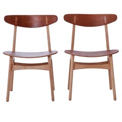 Hans Wegner CH30 Chairs in Oiled Teak and Oak with Teak Seats