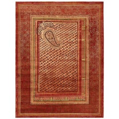 "Paisley Panorama" Red Hand-Knotted Area Rug Wool, Silk, In Stock "Paisley Panorama" Red Hand-Knotted Area Rug Wool, Silk, In Stock