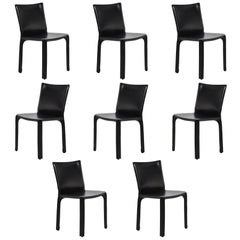 Vintage Mario Bellini Set of Eight Model 412 Cab Chairs by Cassina