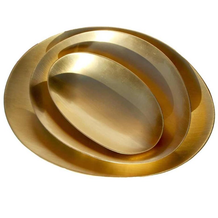 Handmade Cast Brass Plates with a Brushed Finish For Sale at 1stdibs