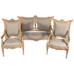 20th Century French Seating Group in the Louis Seize Style Beechwood