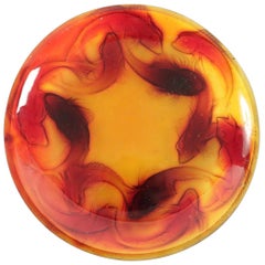 Antique Rene Lalique Yellow and Red Coupe Martigues