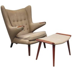 1950s Papa Bear Chair and Ottoman Model AP-19 by Hans Wegner for AP Stolen