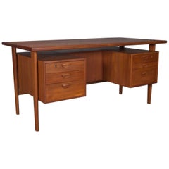 Danish Teak Desk with Floating Top by Kai Kristensen