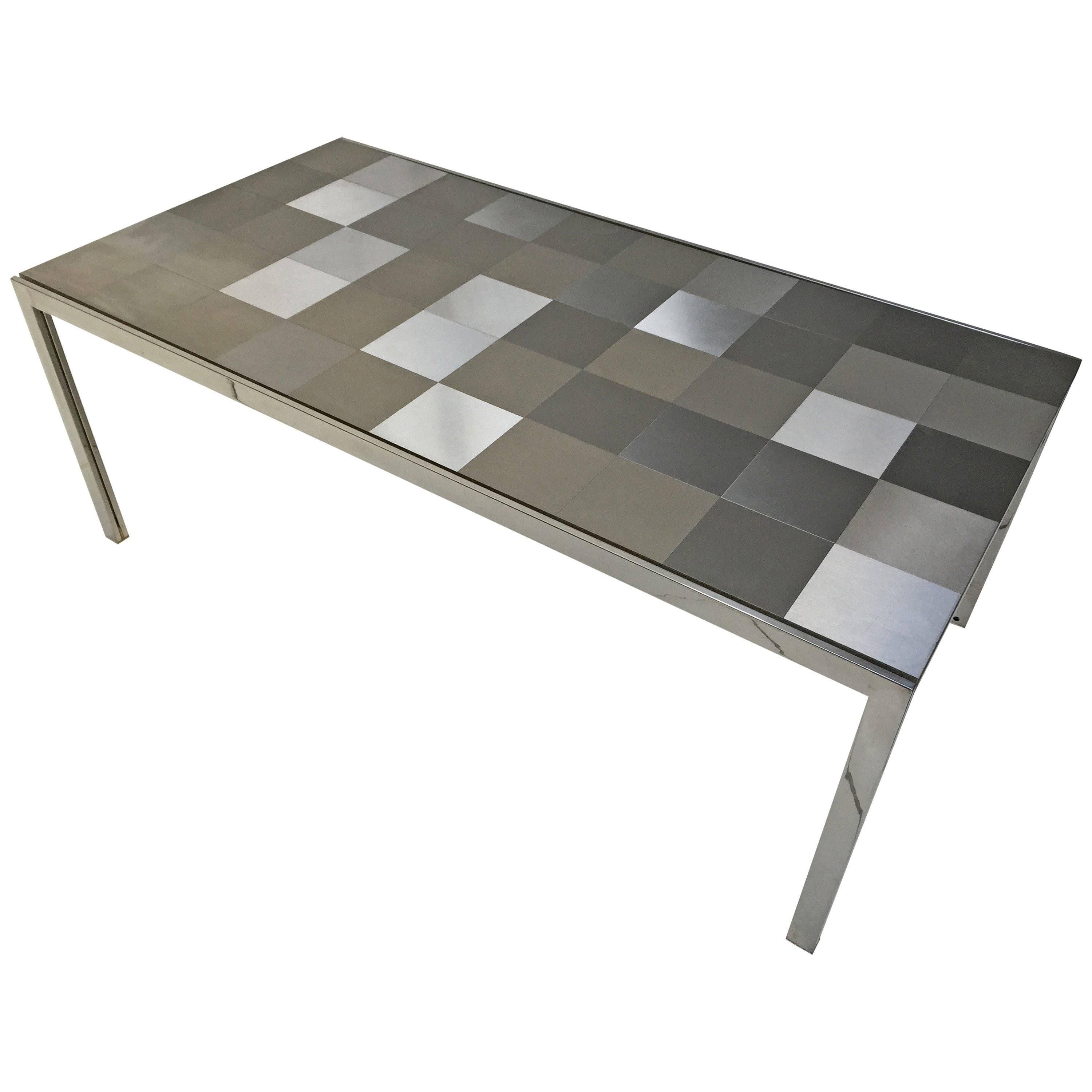 Table de salle à manger Op Art «uar » en acier inoxydable de Ross Littell pour ICF en vente