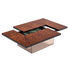 Burlwood Cocktail Table with Liquor Storage