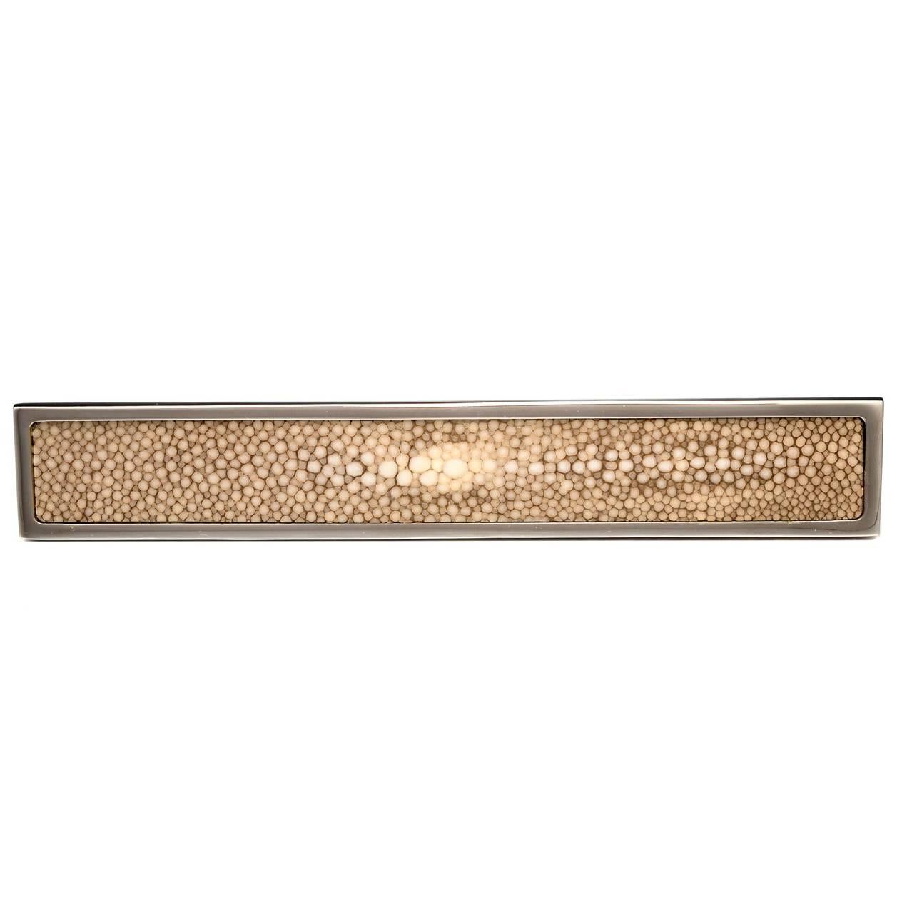 "Elipse" Flat Polished Nickel Cabinet Pull with Shagreen Inlay For Sale