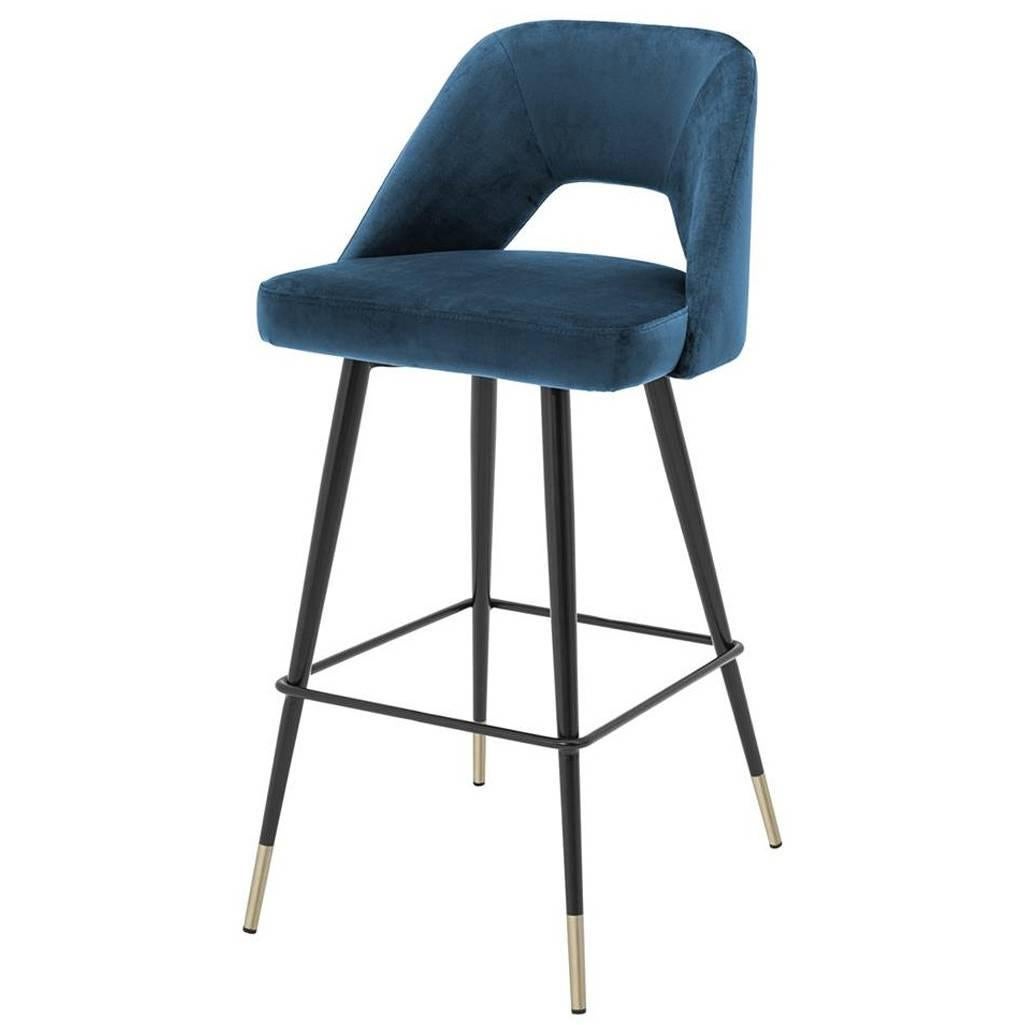 Perfecto L Bar Stool in Blue or Red or Green Velvet Fabric
