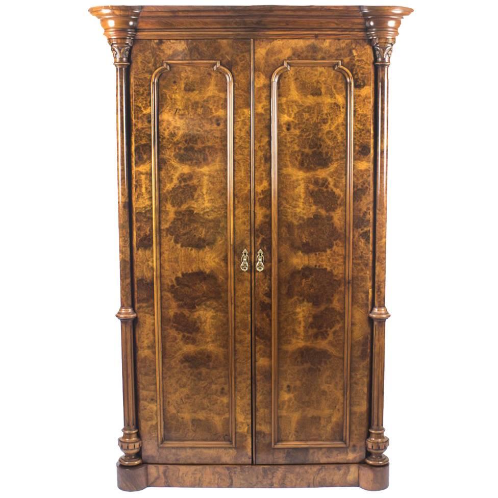 19th Century Victorian Burr Walnut Wardrobe