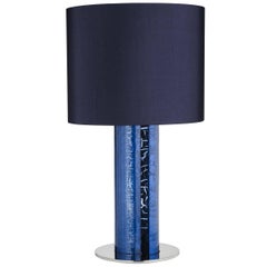 Contemporary Venetian Glass Table Lamp in Blue by Maurizio Alfier