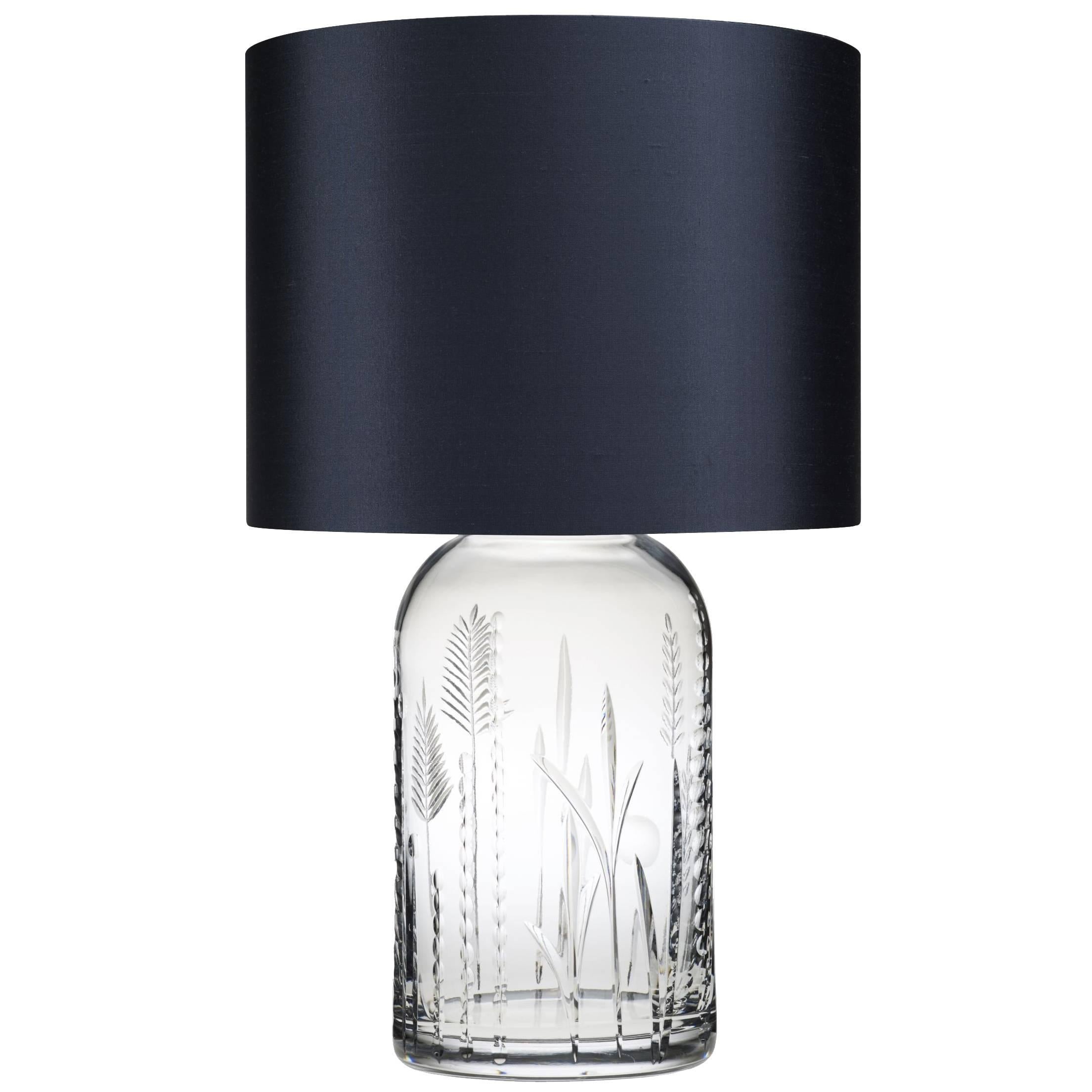Contemporary English Crystal Tall Table Lamp With Handcrafted Glass Base  For Sale