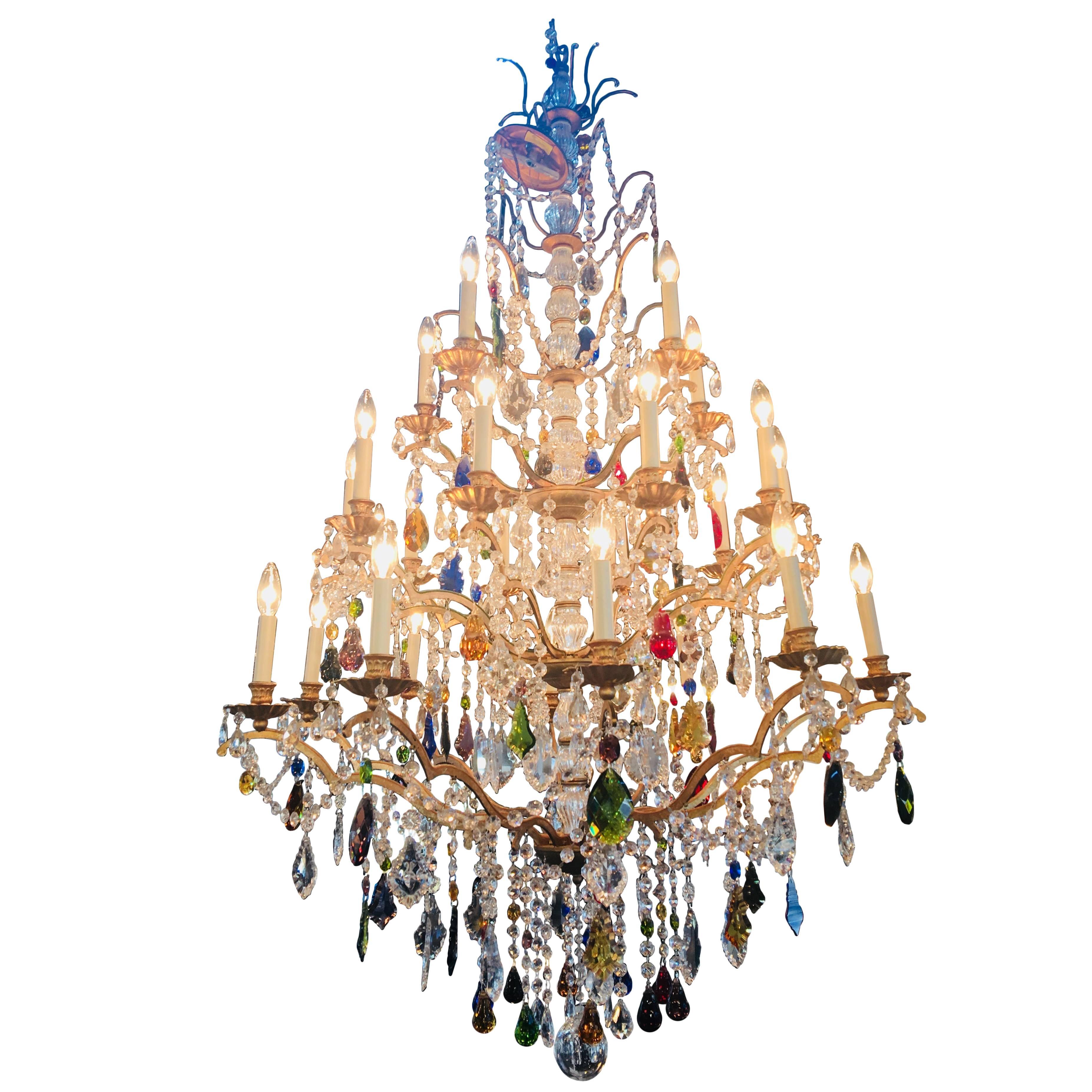 Louis XIV Style Multicolored Crystal Chandelier