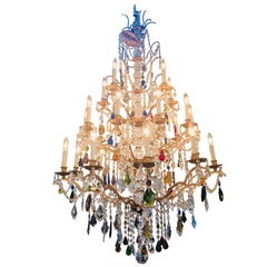 Vintage Louis XIV Style Multicolored Crystal Chandelier