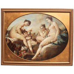 French 19th Century Oil on Canvas "Venus Disarming Cupid" after François Boucher