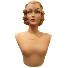 Vintage 1930's Boutique Display Mannequin Head 