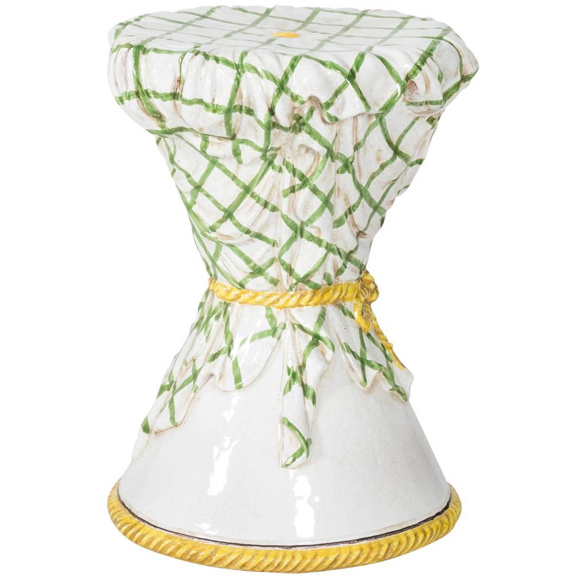 Mid 20th Century Majolica Garden Stool