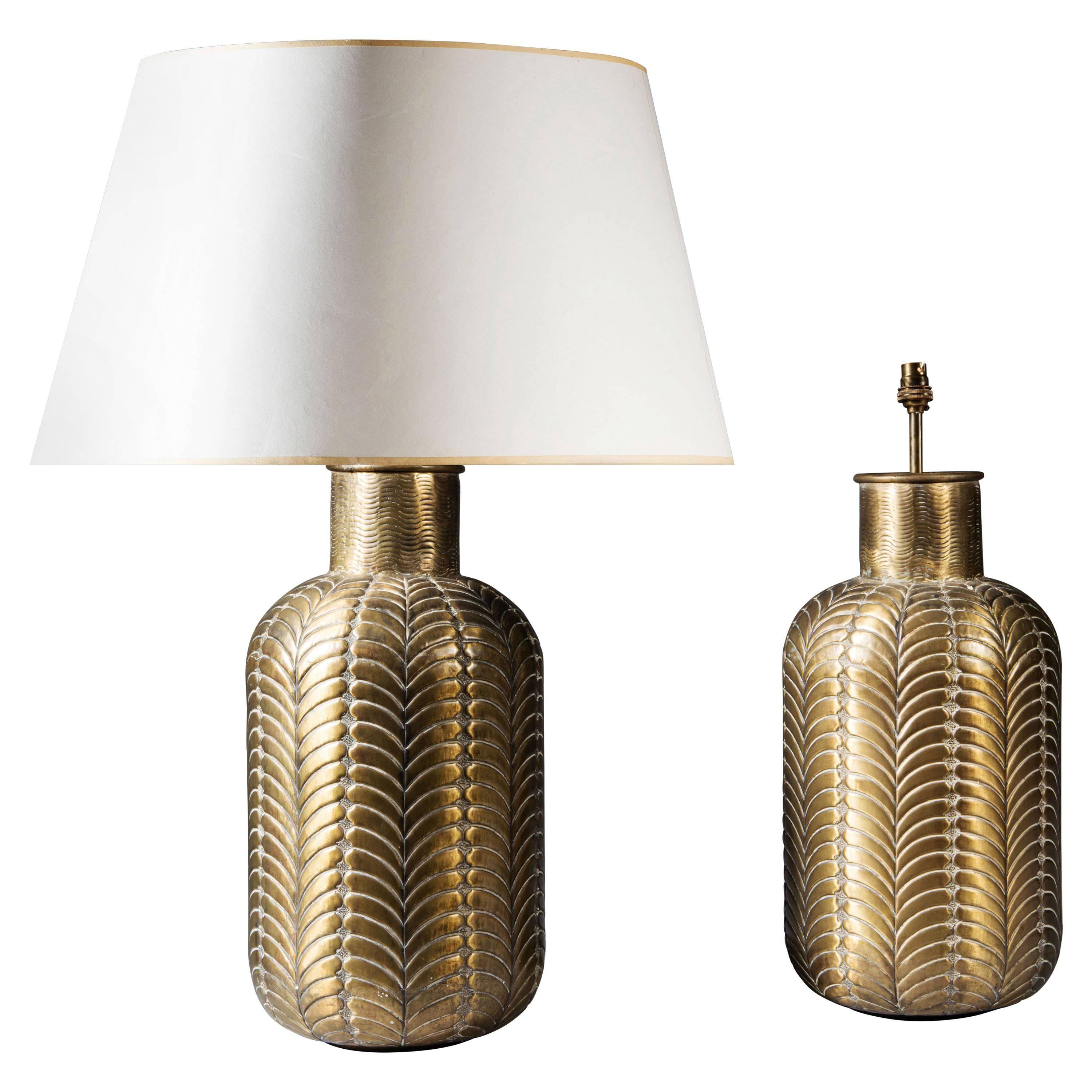 Pair of Moulded Brass Lamps
