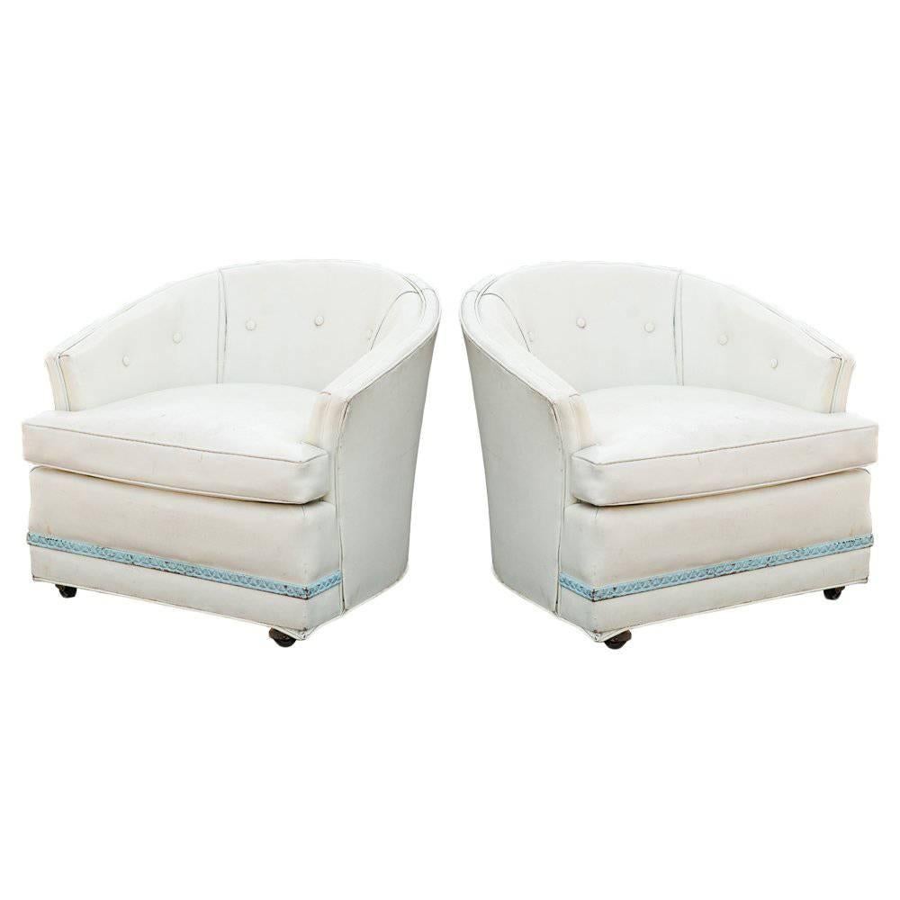 Pair of John Stuart Barrel Lounge Chairs