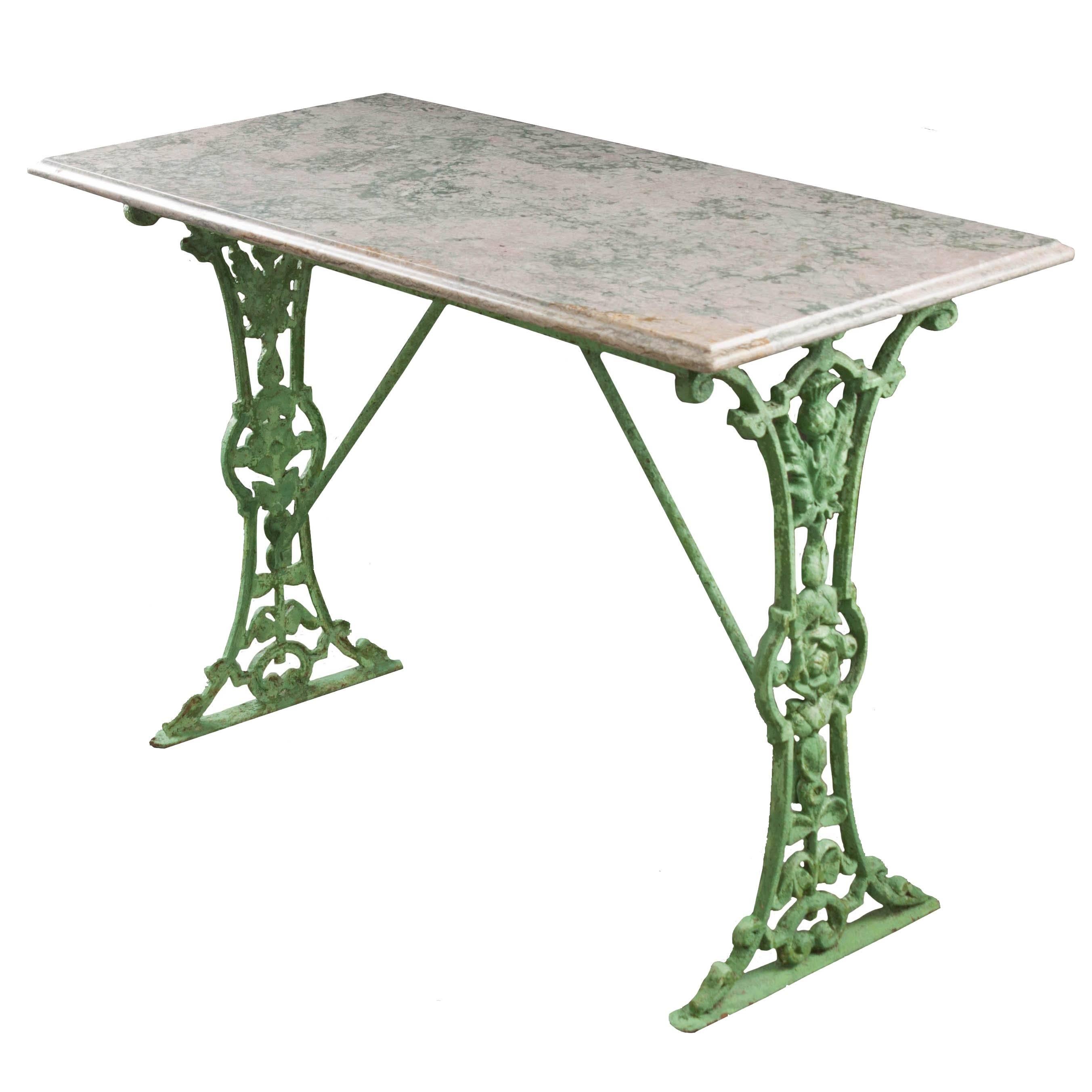 French 19th Century Painted Bistro Table with Marble Top