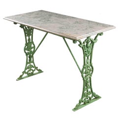 French 19th Century Painted Bistro Table with Marble Top