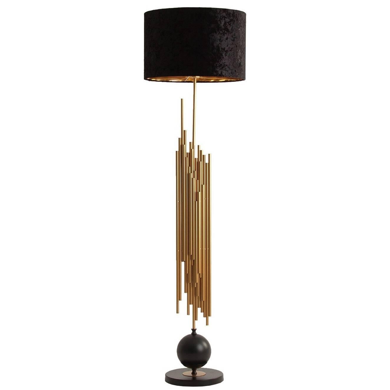 Gilded Cylinder Floor Lamp in Gold Finish