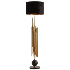 Gilded Cylinder Floor Lamp in Gold Finish