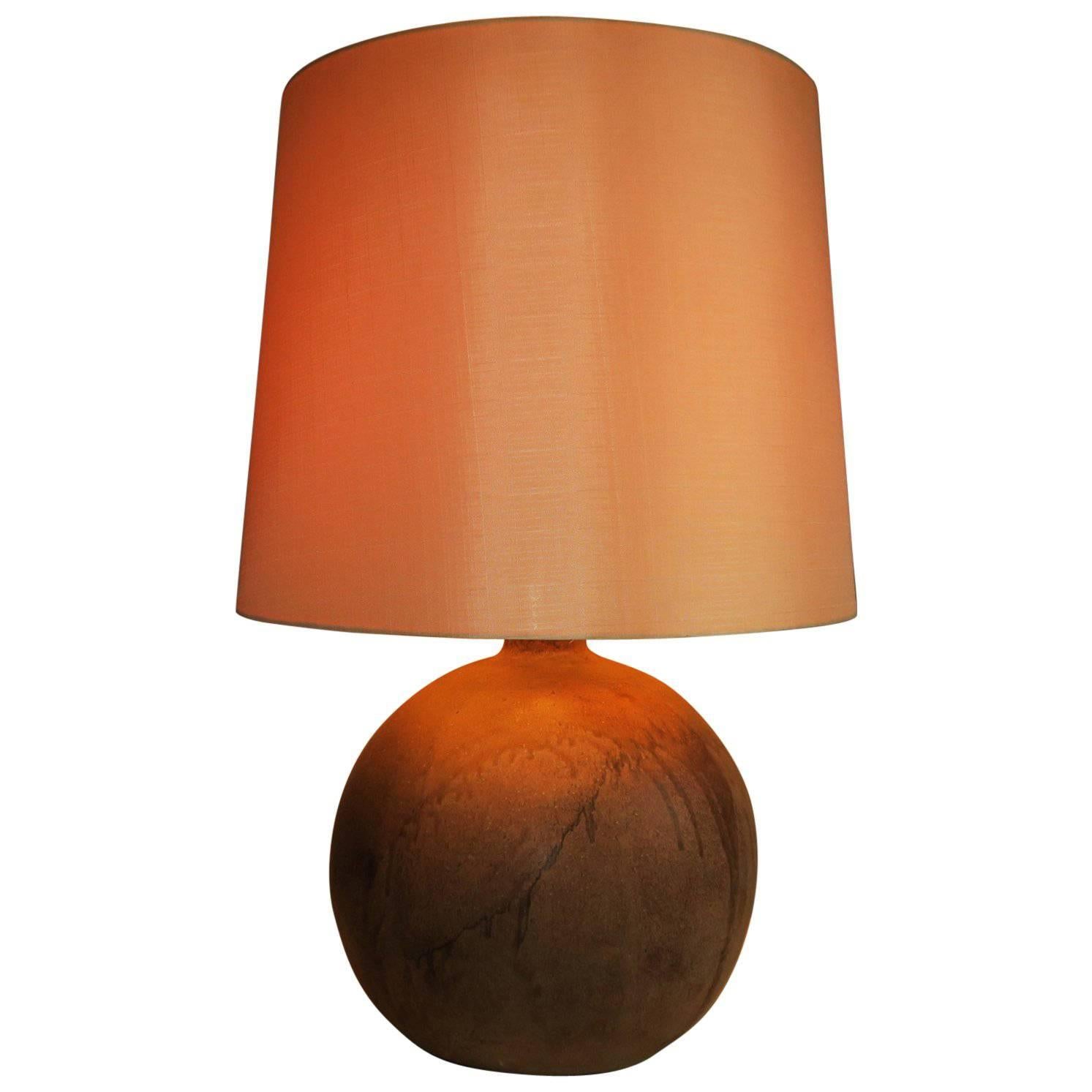 Stoneware Ball Table Lamp, Mid-Century For Sale