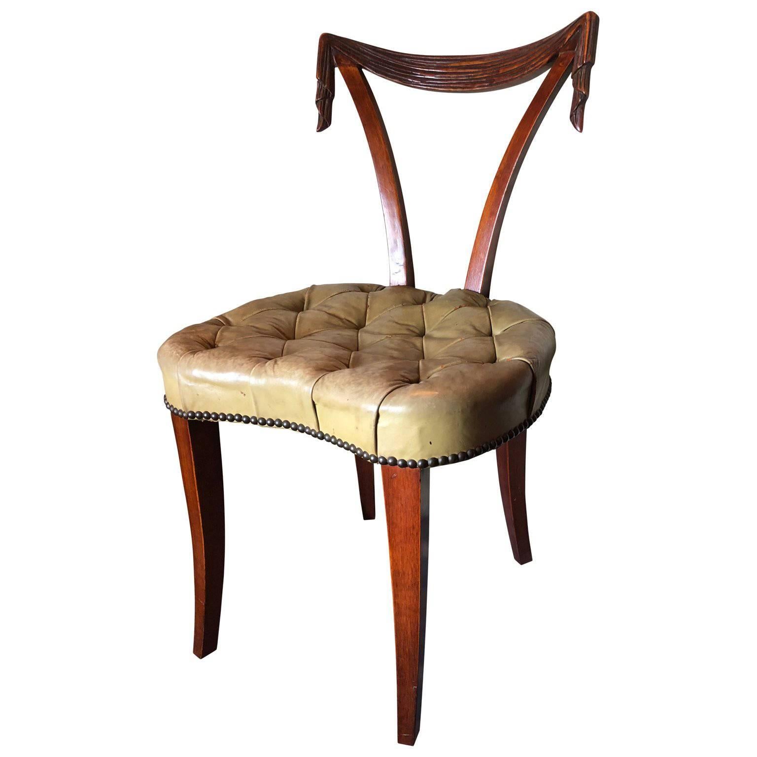 Draped Hollywood Regency Vanity Chair by Grosfeld House