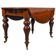 Antique Dining Table, Victorian, Mahogany Drop Flap Four Seater, Circa 1850