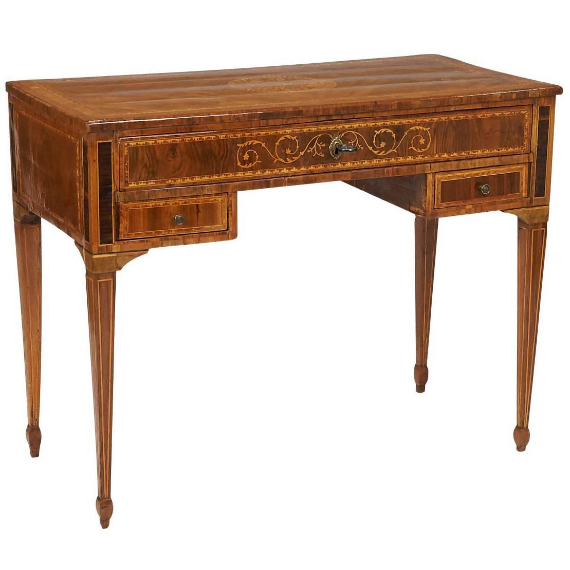 Neoclassical Inlaid Italian Desk Dressing Table, circa 1820