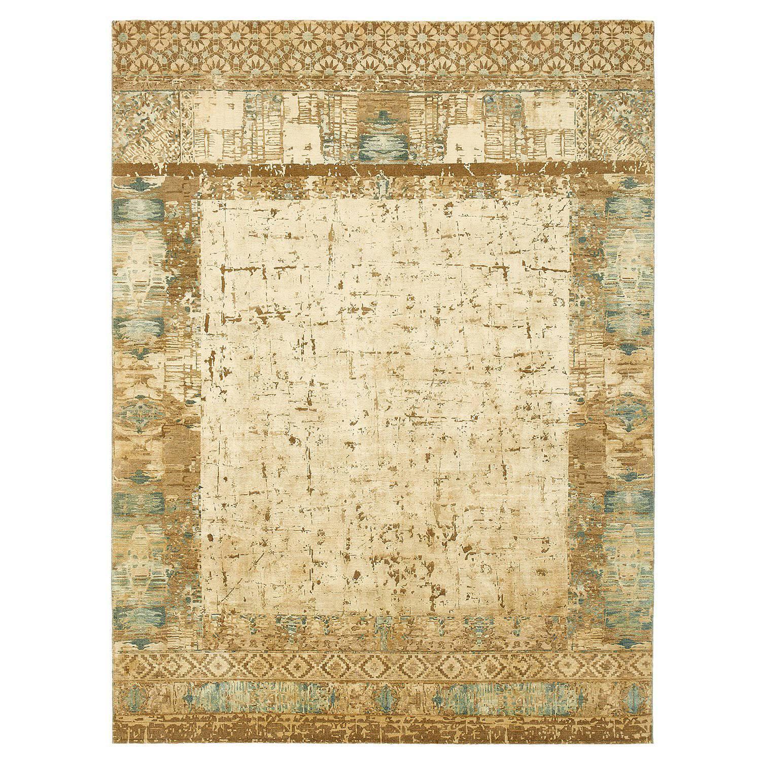 "Windswept" Beige Hand-Knotted Area Rug For Sale