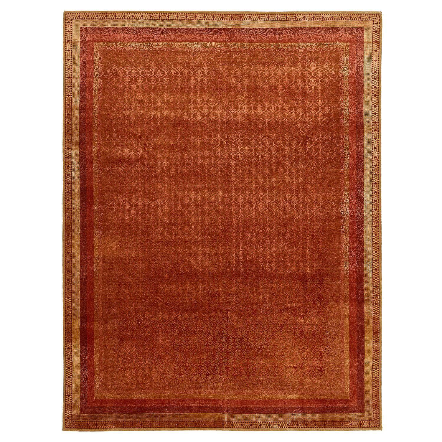 "Gulnar" Rust Red Hand-Knotted Area Rug designed by Tarun Tahiliani For Sale