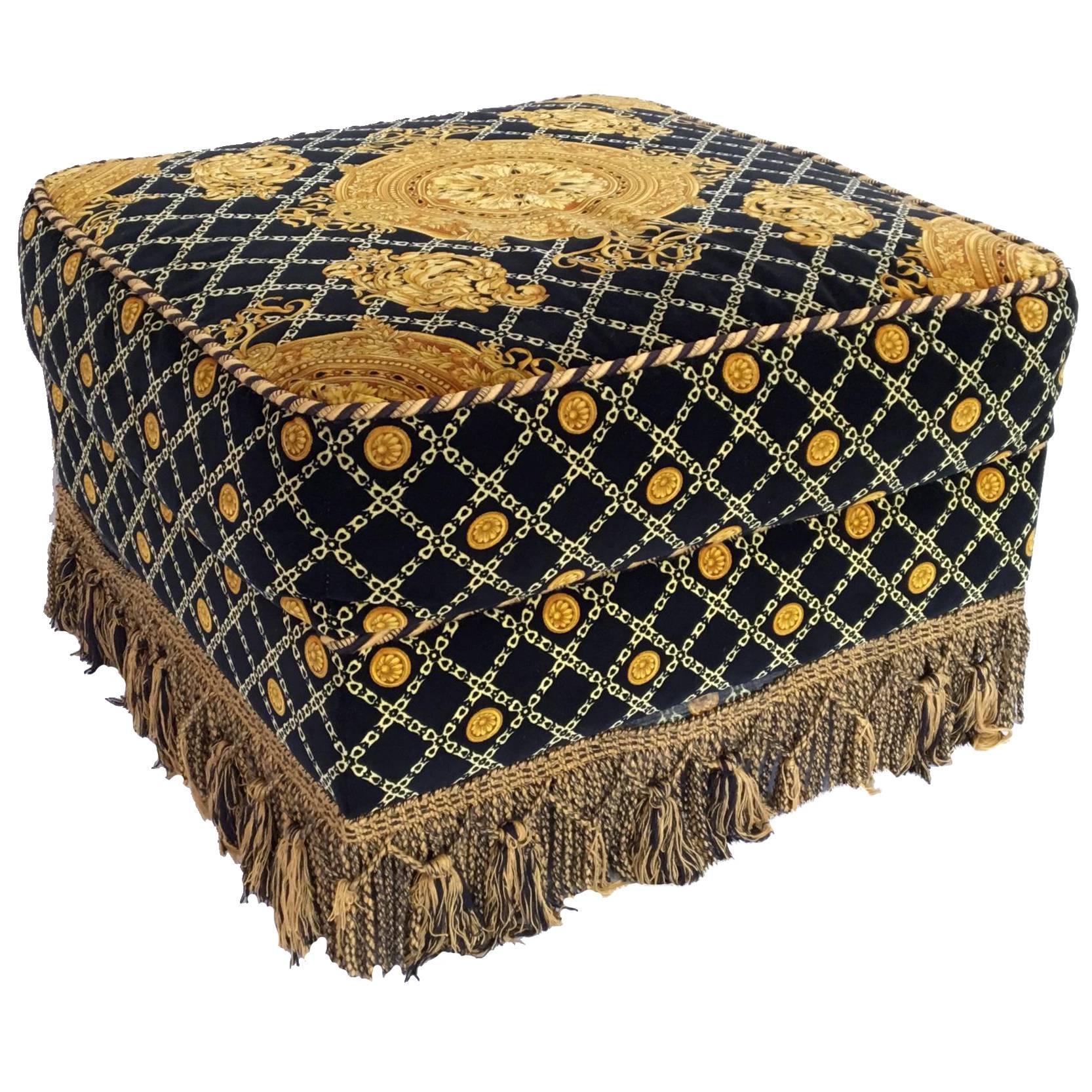 Stefano Giovanni Versace Style Upholstered Ottoman