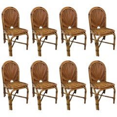Set of Eight Gabriella Crespi "Rising Sun" Dining Chairs
