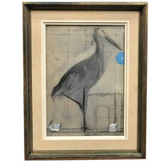 Joseph Cornell Mixed Media Collage with Graphite and Paper Elements