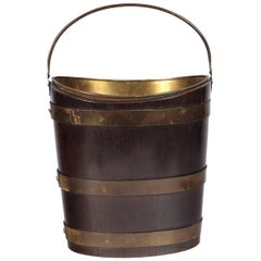 Antique Brass Bound Wooden Bucket
