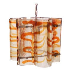 Large solid glass chandelier, Murano, Italy 1970's