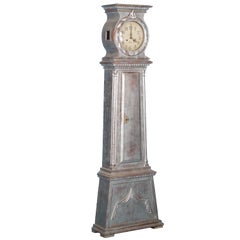 Antique Danish Grandfather Clock With Silver Paint