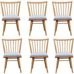 Set of Six Leslie Diamond for Conant Ball Modern Maple Dining Chairs
