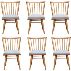 Set of Six Leslie Diamond for Conant Ball Modern Maple Dining Chairs