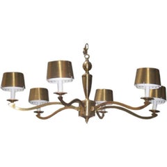 Retro 1940s French Designer Brass Chandelier