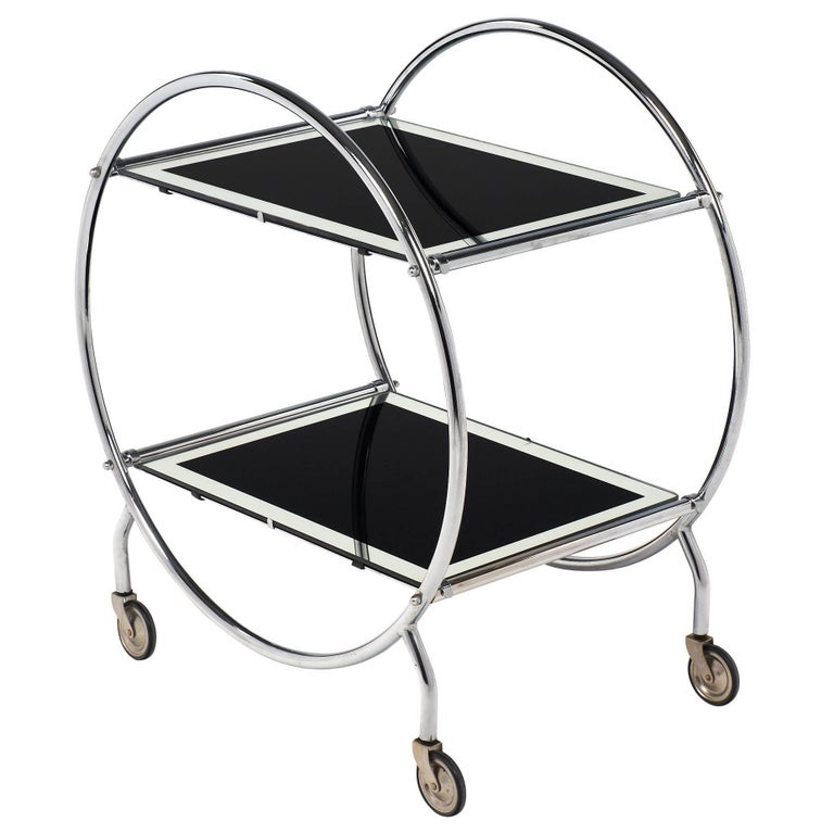 Chrome and Glass Midcentury Bar Cart at 1stdibs