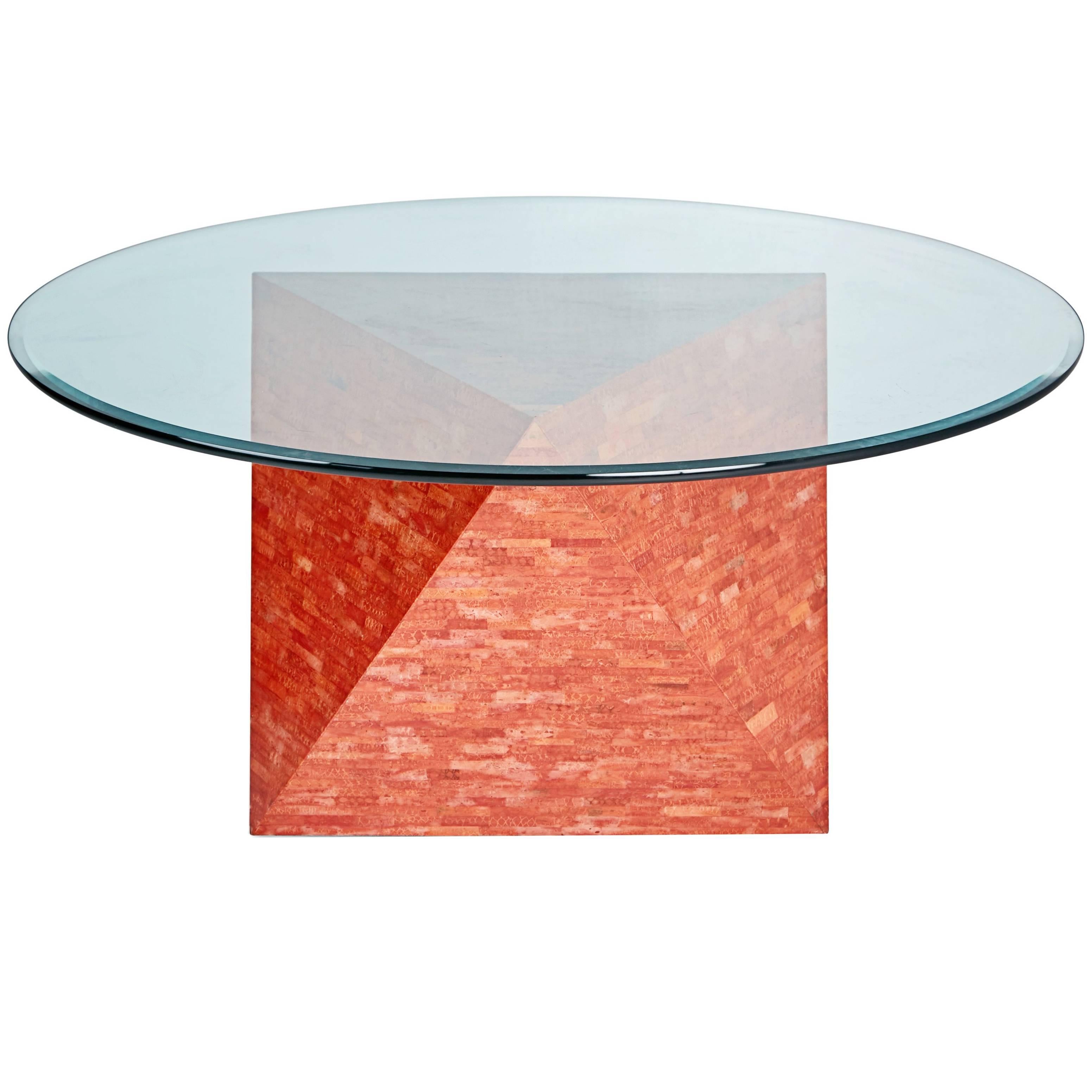 Maitland Smith Red Polyhedral Dining Table, circa 1990, Signed