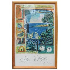 Vintage "Cote D'Azur" 1962 lithographic poster after Picasso