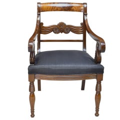 19th Century Biedermeier Armchair with Black Horsehair-Upholstered Seat